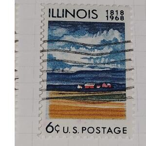 1968 Scott #1339 – 6¢ Illinois Statehood Sesquicentennial / Farm Landscape